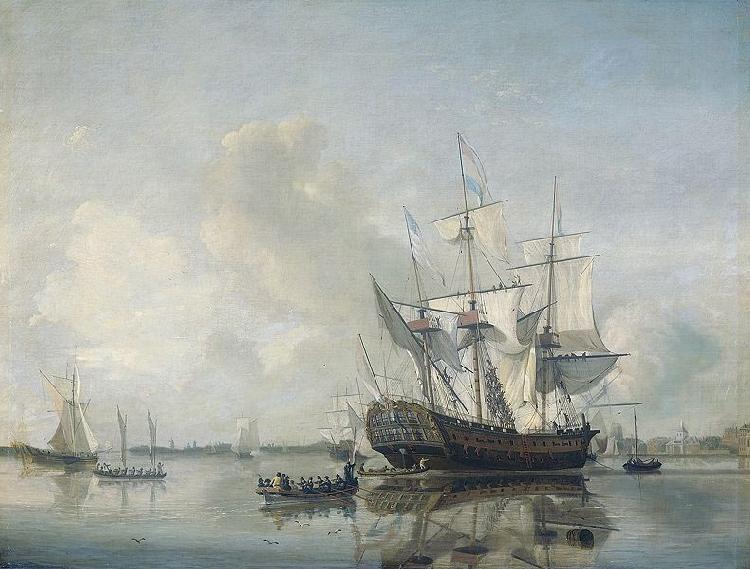 Nicolaas Baur Frigate 'Rotterdam' on the Meuse before Rotterdam Germany oil painting art